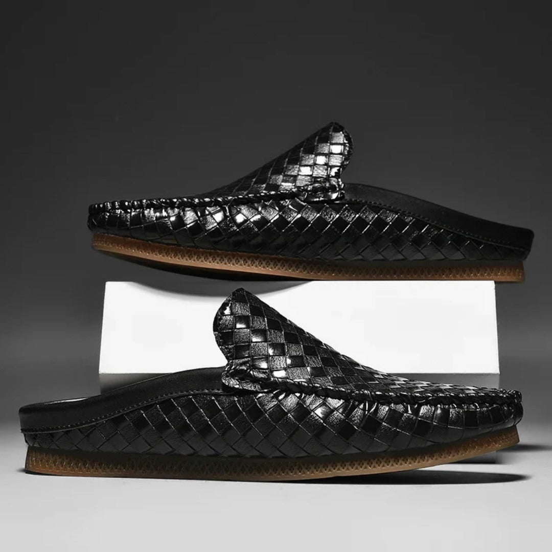 Enzo Woven Leather Slides